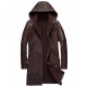 Men’s Moda Nellav Dark Brown Shearling Leather Hooded Coat Men’s Moda Nellav Dark Brown Shearling Leather Hooded Coat