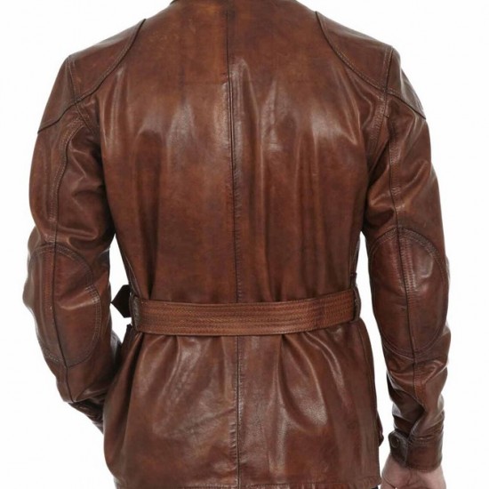 Men’s Motorcycle Belted Waxed Leather Jacket Men’s Motorcycle Belted Waxed Leather Jacket