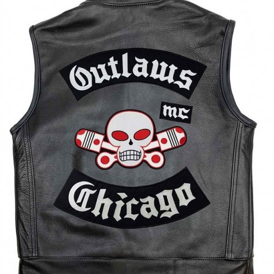 Men’s Outlaw Chicago MC Leather Vest Men’s Outlaw Chicago MC Leather Vest