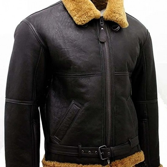 Men’s RAF Real Shearling Sheepskin Flying Leather Jacket with Ginger Fur Men’s RAF Real Shearling Sheepskin Flying Leather Jacket with Ginger Fur