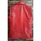 Men’s Red Cowhide Leather Sleeves Less Biker Style Vest            