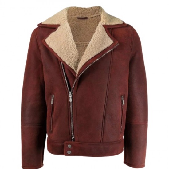 Men’s Shearling Burgundy Leather Jacket Men’s Shearling Burgundy Leather Jacket