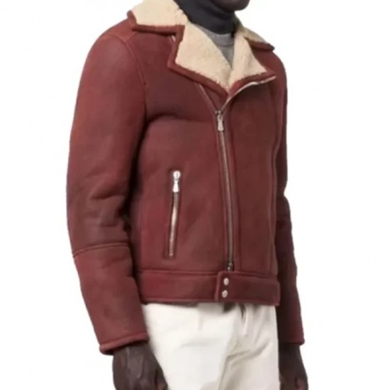 Men’s Shearling Burgundy Leather Jacket Men’s Shearling Burgundy Leather Jacket