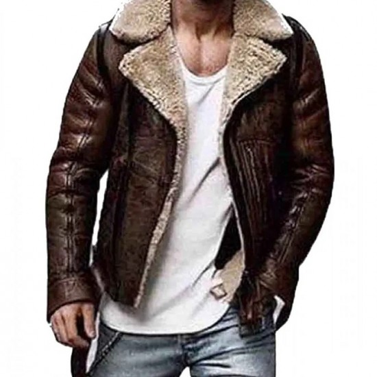 Men’s Street Style Brown Shearling Leather Jacket Men’s Street Style Brown Shearling Leather Jacket
