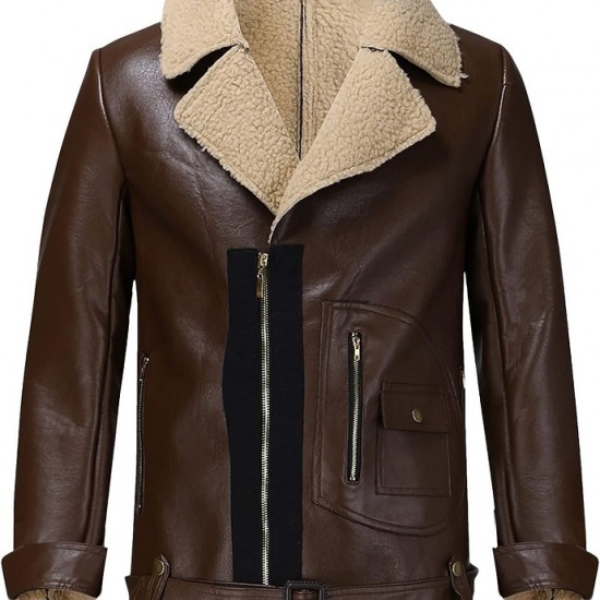 Men’s Street Style Brown Shearling Leather Jacket Men’s Street Style Brown Shearling Leather Jacket