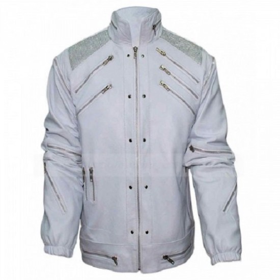 Michael Jackson Beat It White Leather Jacket