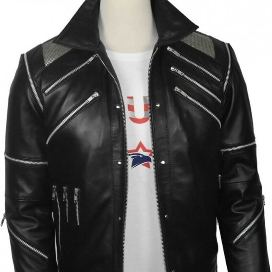Michael Jackson MJ Beat it Black Real Leather Jacket