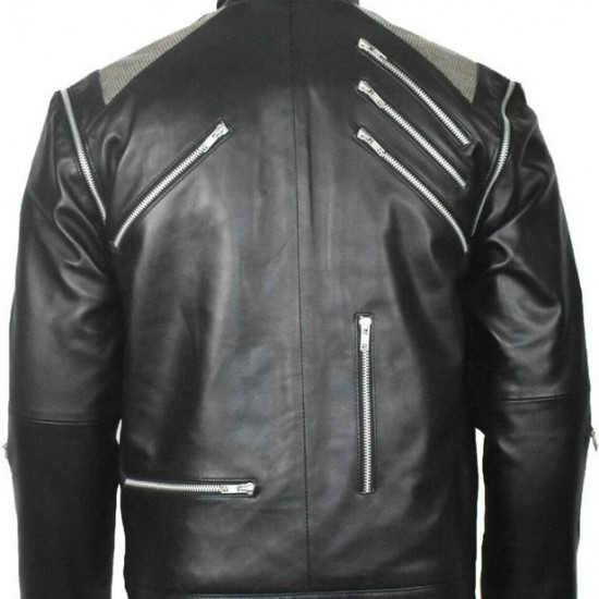 Michael Jackson MJ Beat it Black Real Leather Jacket