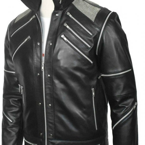 Michael Jackson MJ Beat it Black Real Leather Jacket