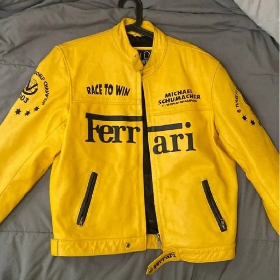 Michael Schumacher Yellow leather Ferrari jacket Michael Schumacher Yellow leather Ferrari jacket