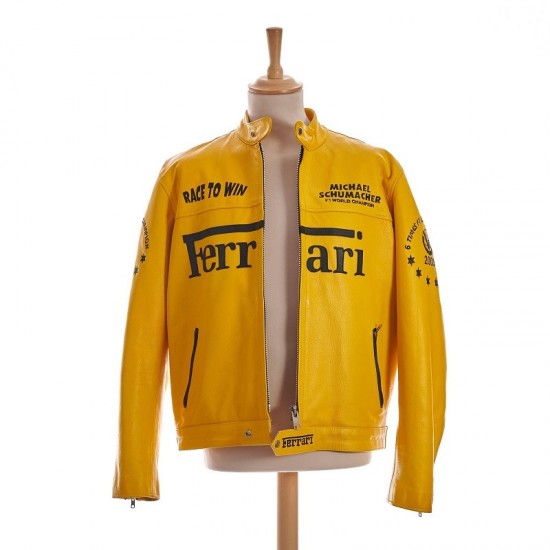 Michael Schumacher Yellow leather Ferrari jacket Michael Schumacher Yellow leather Ferrari jacket