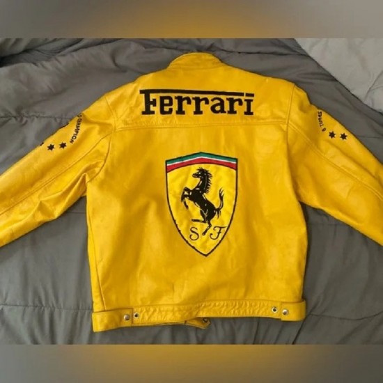 Michael Schumacher Yellow leather Ferrari jacket Michael Schumacher Yellow leather Ferrari jacket