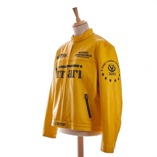 Michael Schumacher Yellow leather Ferrari jacket Michael Schumacher Yellow leather Ferrari jacket