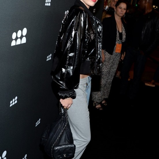 Miley Cyrus's Black Polyester Jacket Miley Cyrus's Black Polyester Jacket