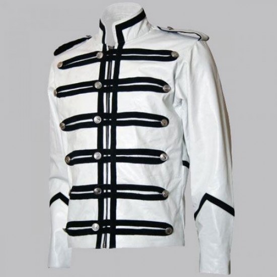 Military Style Men White Motorcycle Jacket Military Style Men White Motorcycle Jacket