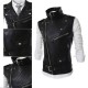 Men's Leather Biker Vest Sleeveless Motorcycle Slim Jacket Casual Coat