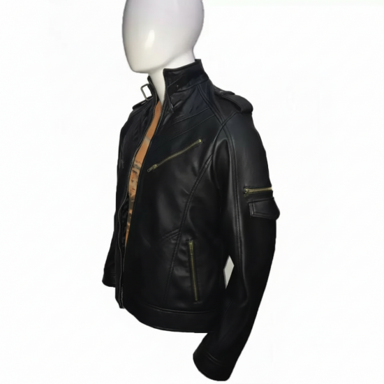 NEW Men's Cafe Racer Slim Fit Motorcycle Vintage Black Leather Jacket