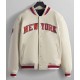 NY Knicks Varsity Cream Leather Jacket NY Knicks Varsity Cream Leather Jacket