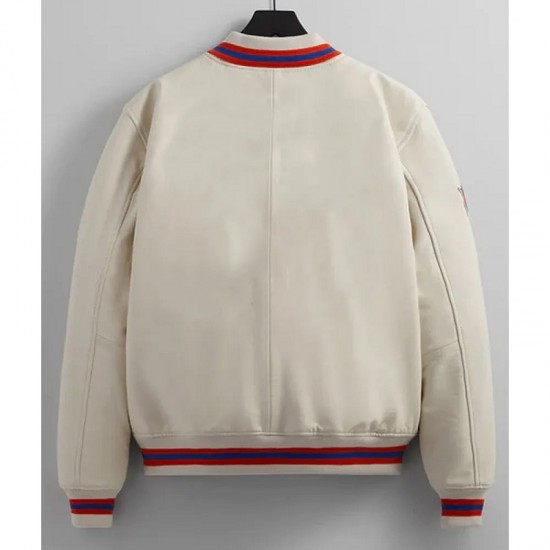 NY Knicks Varsity Cream Leather Jacket NY Knicks Varsity Cream Leather Jacket