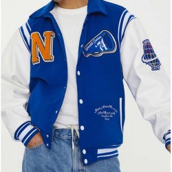 Neutrals World Series Blue and White Letterman Jacket