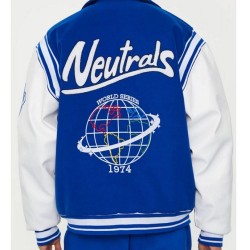 Neutrals World Series Blue and White Letterman Jacket