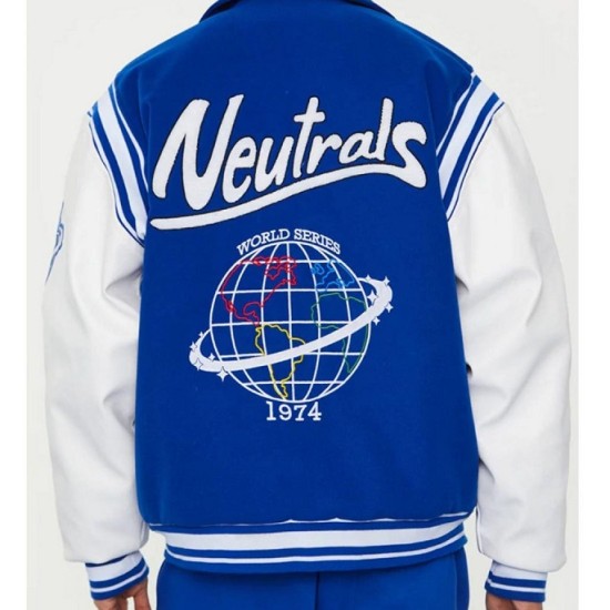 Neutrals World Series Blue and White Letterman Jacket