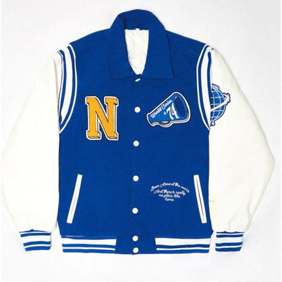 Neutrals World Series Blue and White Letterman Jacket