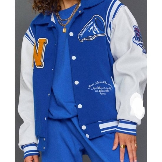 Neutrals World Series Blue and White Letterman Jacket