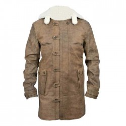 New Bane Coat Distressed Brown Genuine Cowhide Leather Jacket Faux Shearling             