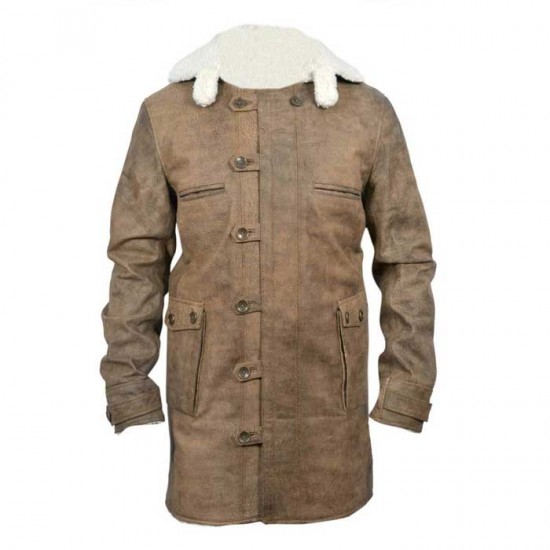 New Bane Coat Distressed Brown Genuine Cowhide Leather Jacket Faux Shearling             