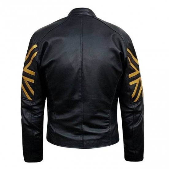 New Men's Biker Black UK Flag Leather Jacket New Men's Biker Black UK Flag Leather Jacket