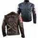 New Men's Biker Vintage Cafe Racer Leather Jacket with UK Flag and Embossed Skull New Men's Biker Vintage Cafe Racer Leather Jacket with UK Flag and Embossed Skull