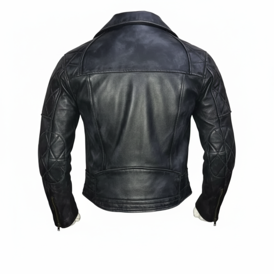 New Mens Classic Diamond Biker Distressed Vintage Leather Jacket