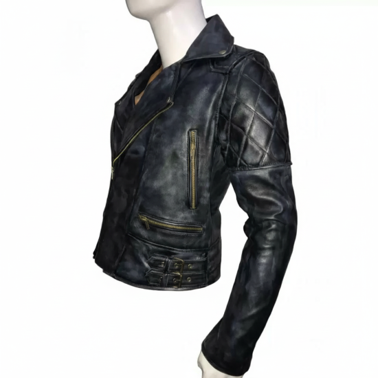 New Mens Classic Diamond Biker Distressed Vintage Leather Jacket