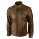 New Mens Distressed Brown Motorcycle Real Sheepskin Leather Jacket