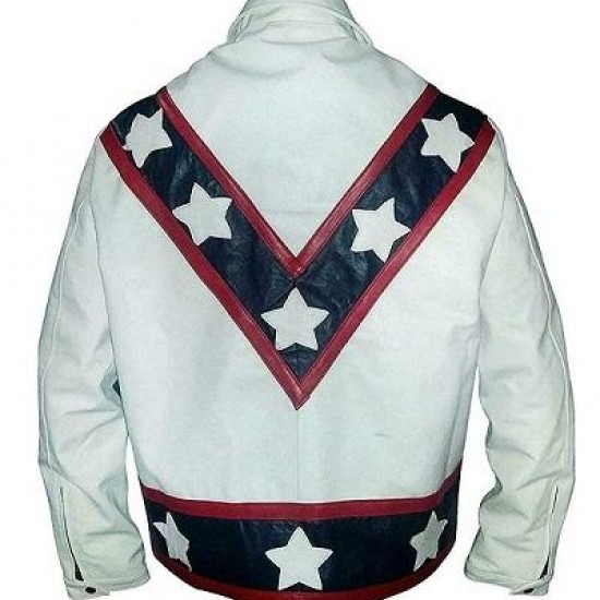 New Men's Evel Knievel White Biker Stunt Leather Jacket New Men's Evel Knievel White Biker Stunt Leather Jacket