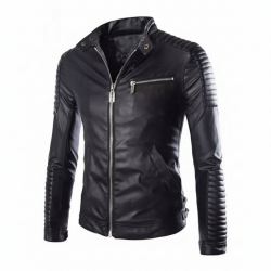 New Men's Genuine Lambskin Quilted Slim Fit Motorcycle Leather Jacket
