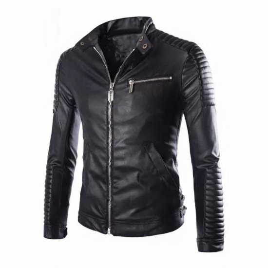 New Men's Genuine Lambskin Quilted Slim Fit Motorcycle Leather Jacket