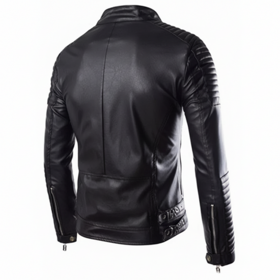 New Men's Genuine Lambskin Quilted Slim Fit Motorcycle Leather Jacket