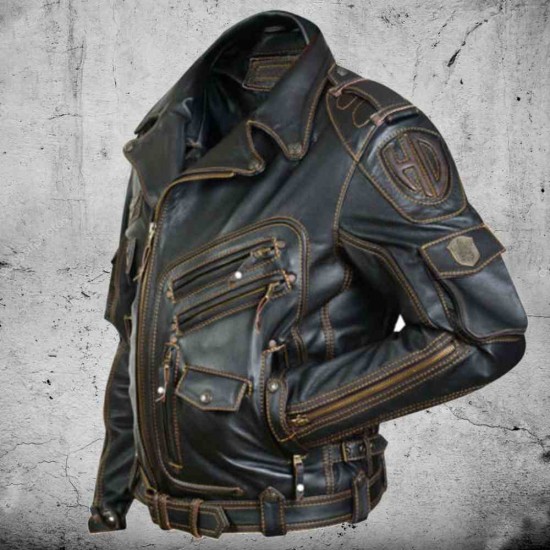 New Men's HD Biker Distressed Black Harley Davidson Motorcycle Real Cow Leather Jacket New Men's HD Biker Distressed Black Harley Davidson Motorcycle Real Cow Leather Jacket