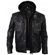 New Men's Motorcycle Brando Style Hoodie Jacket - Detach Hood