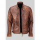 New Men's Motorcycle Vintage Brown Distressed Classic Diamond Jacket