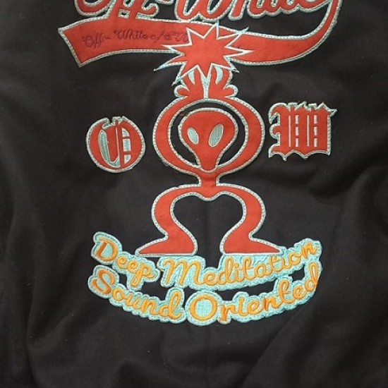 New Men's Off-White Wool-Blend Varsity Jacket New Mens Off-White Wool-Blend Varsity Jacket