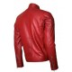 New Men's Silver Zipper Biker Red Leather Jacket New Men's Silver Zipper Biker Red Leather Jacket