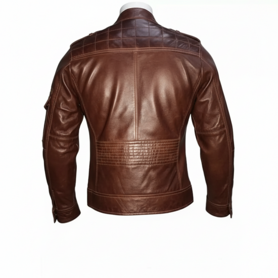 New Men's Slim Fit Motorcycle Vintage Brown Leather Jacket