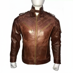 New Men's Slim Fit Motorcycle Vintage Brown Leather Jacket