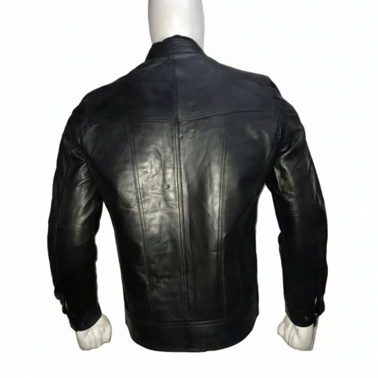 New Men's Stylish Black Skin Motorcycle Leather Jacket