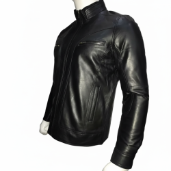 New Men's Stylish Black Skin Motorcycle Leather Jacket