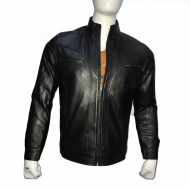 New Men's Stylish Black Skin Motorcycle Leather Jacket