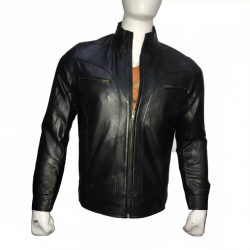 New Men's Stylish Black Skin Motorcycle Leather Jacket